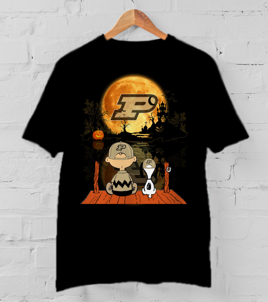 Purdue Boilermakers Halloween Moon Charlie Snoopy T-Shirt