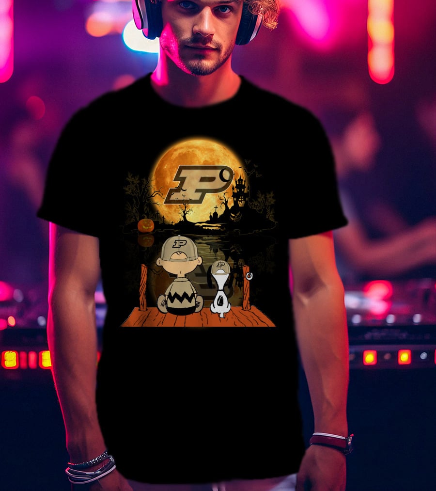 Purdue Boilermakers Halloween Moon Charlie Snoopy T-Shirt