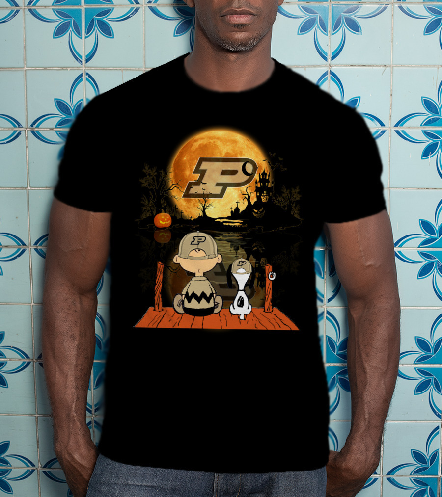 Purdue Boilermakers Halloween Moon Charlie Snoopy T-Shirt