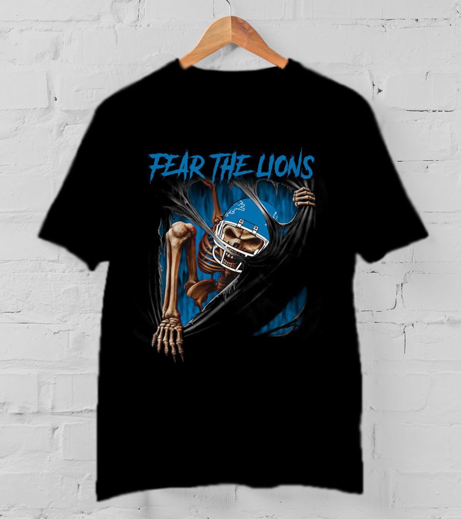Fear The Lions Detroit Lions Skeleton 515NFL L1MTH T-Shirt