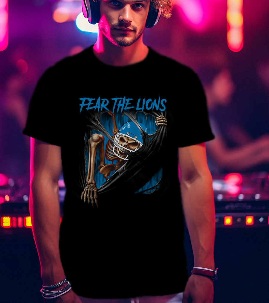 Fear The Lions Detroit Lions Skeleton 515NFL L1MTH T-Shirt