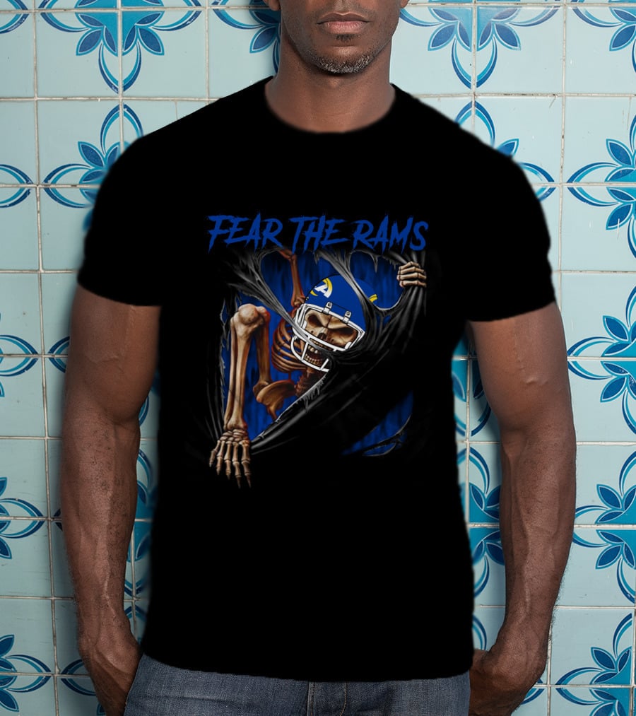 Los Angeles Rams Fear The Rams 515NFL L1MTH Skeleton Helmet Image T-Shirt