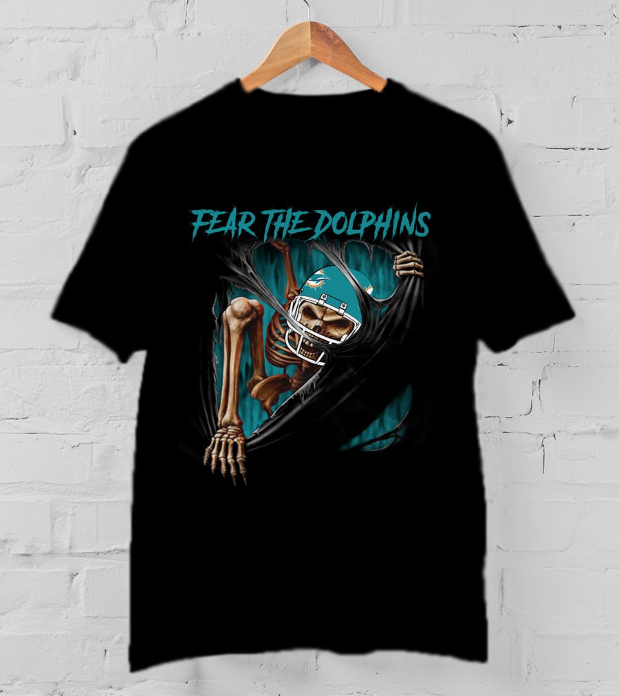 Miami Dolphins Fear The Dolphins Skeleton Football Helmet 515NFL L1MTH T-Shirt
