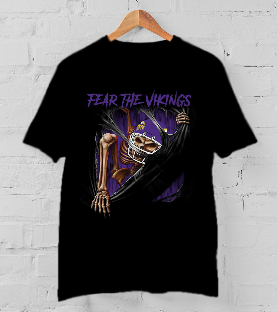 Fear The Vikings Minnesota Vikings Skeleton NFL T-Shirt