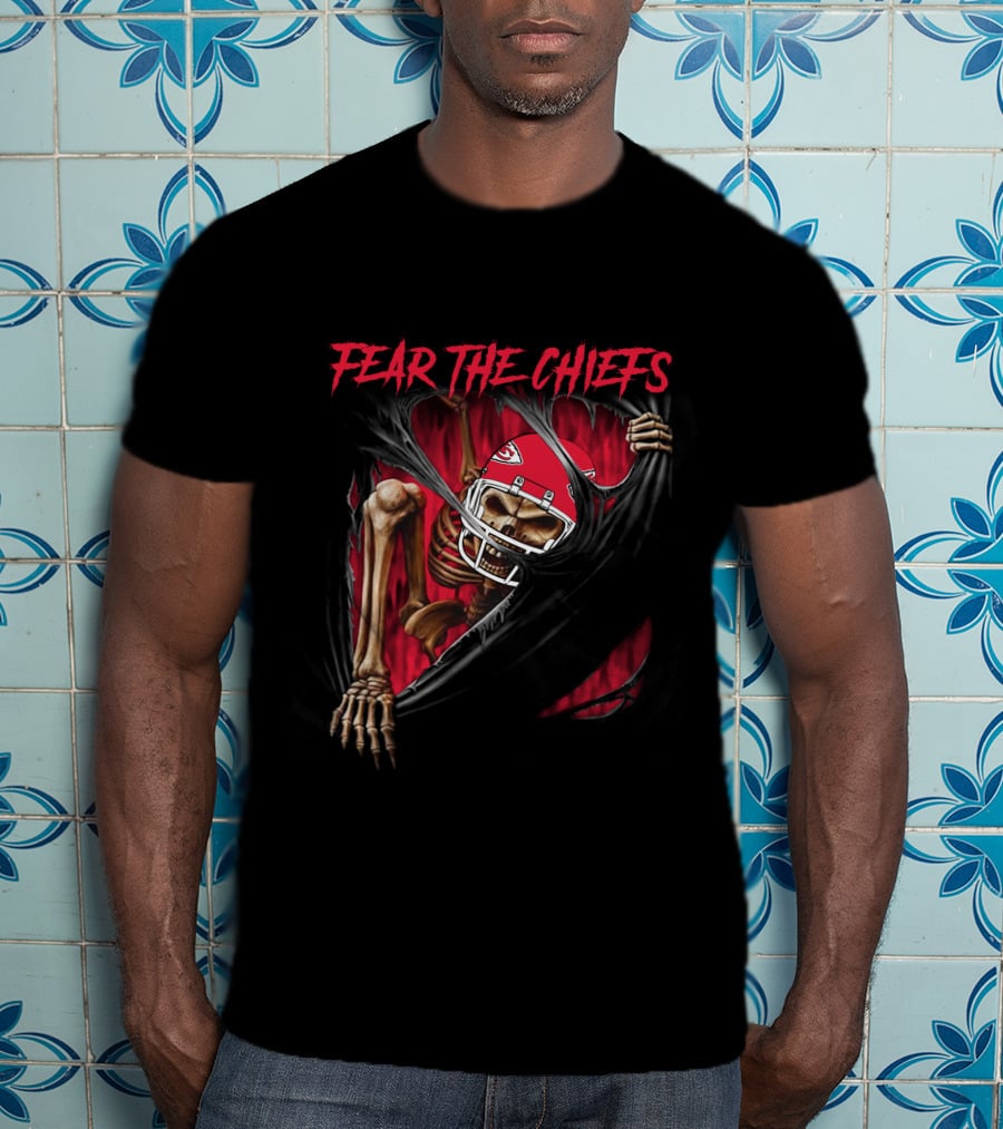 Fear The Chiefs Kansas City Chiefs Skeleton 515NFL L1MTH T-Shirt