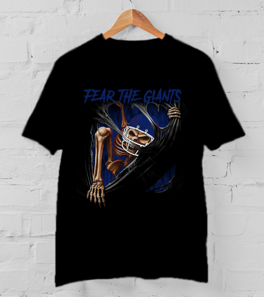 Fear The New York Giants Skeleton Football Fan T-Shirt
