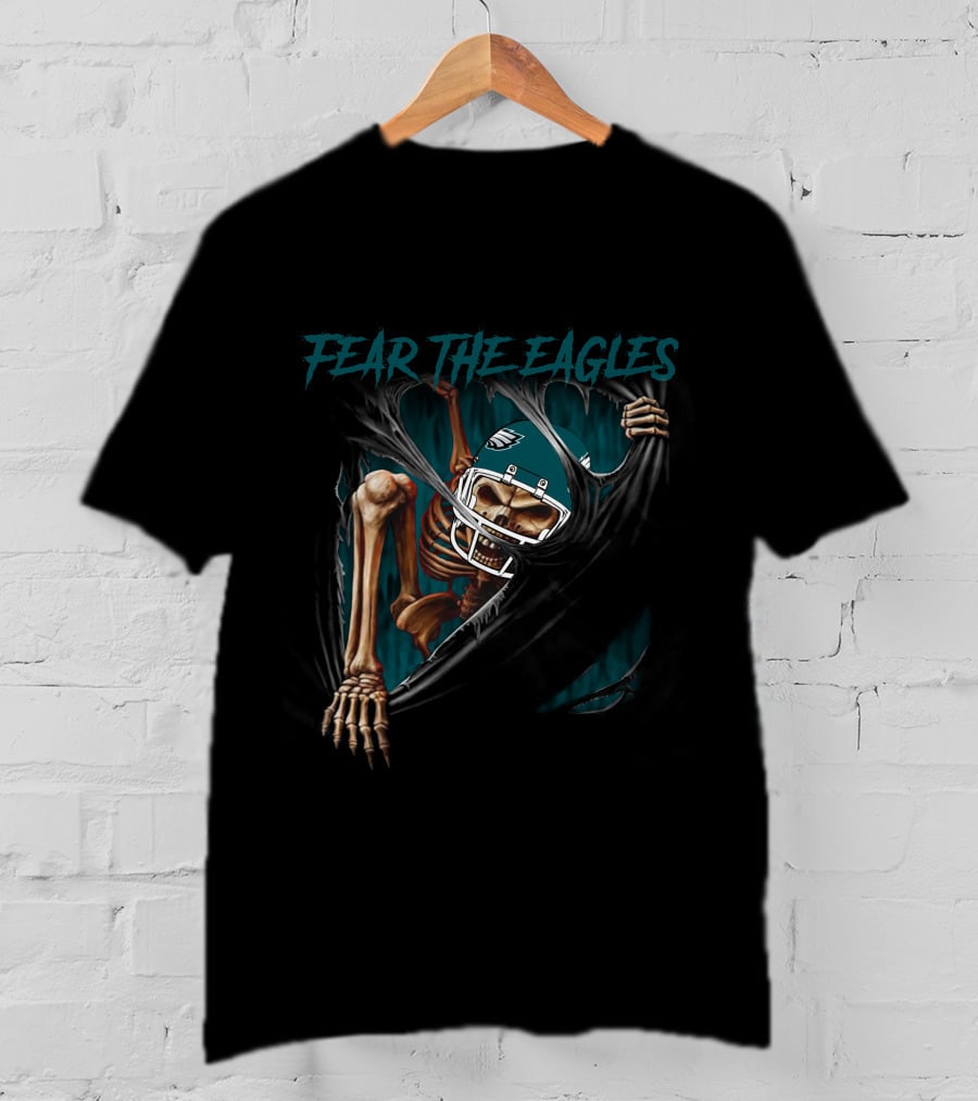 Fear The Eagles Philadelphia Football Skeleton Ripping Through NFL L1MTH T-Shirt