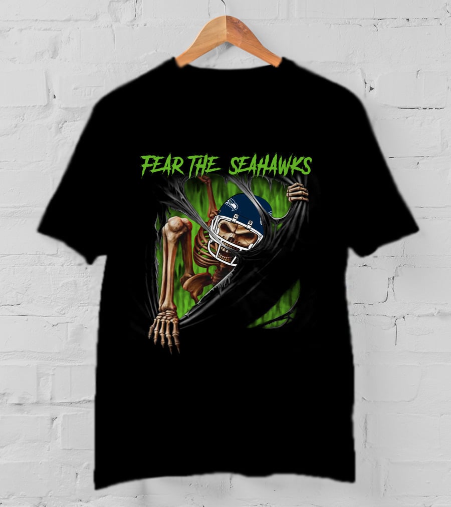 Fear The Seahawks 515NFL L1MTH Skeleton Football Helmet T-Shirt