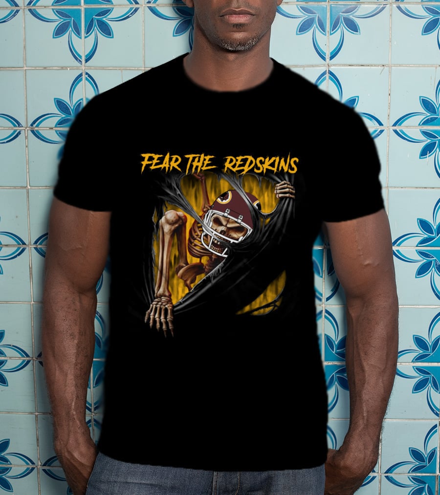Fear The Redskins Skeleton 515Nfl Washington Redskins T-Shirt