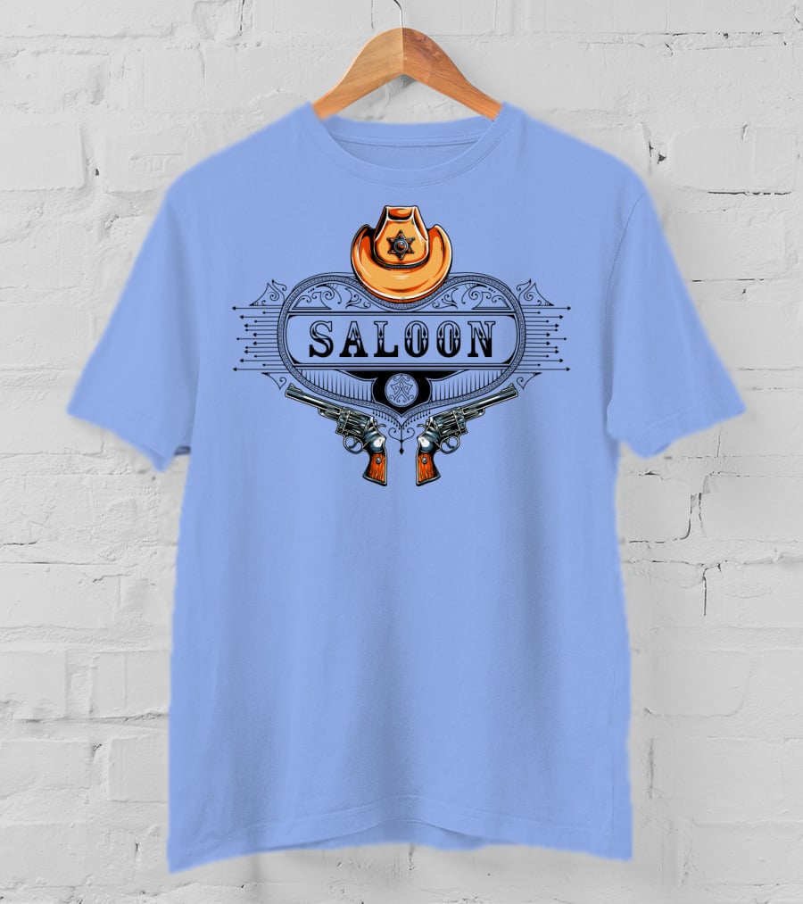 Saloon Cowboy Hat And Revolvers Vintage Western T-Shirt