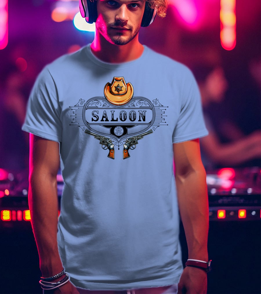 Saloon Cowboy Hat And Revolvers Vintage Western T-Shirt