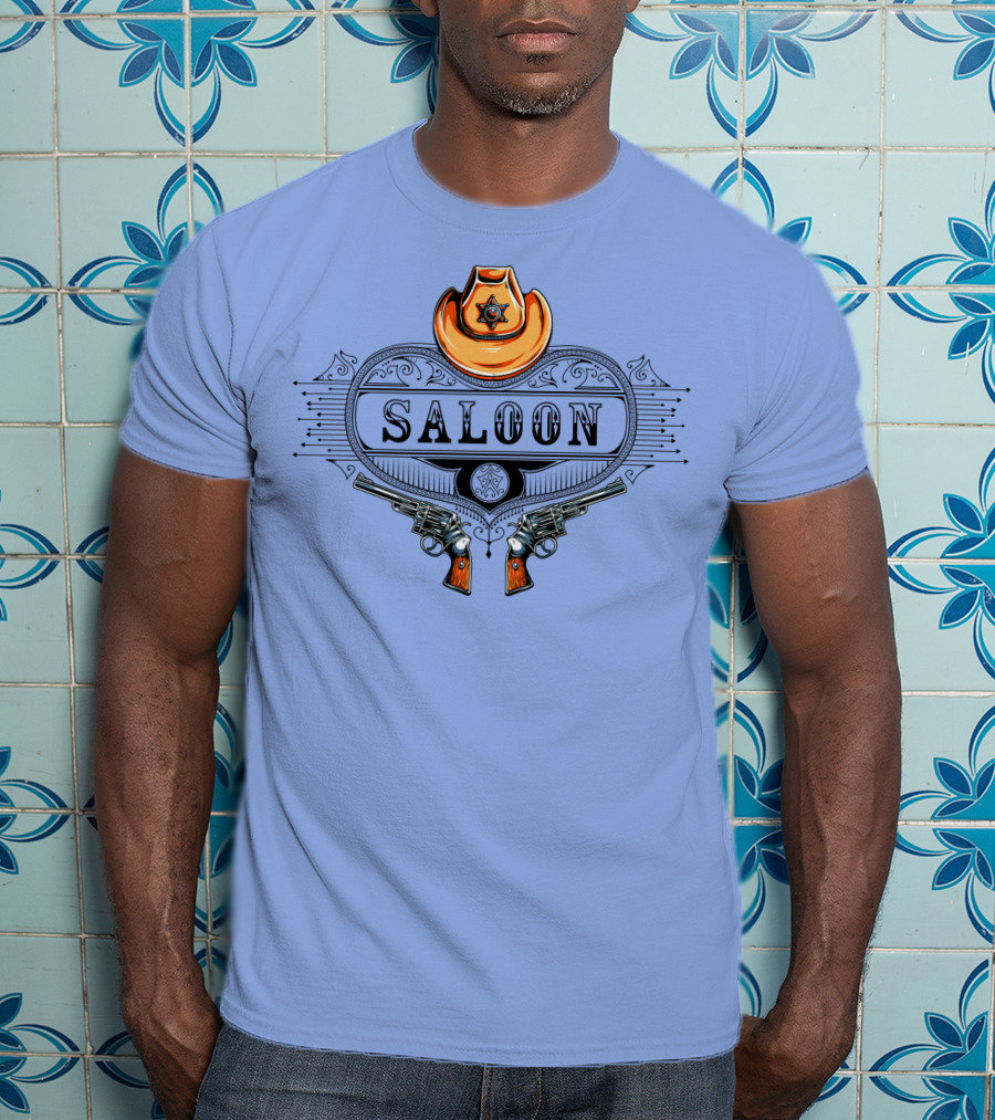 Saloon Cowboy Hat And Revolvers Vintage Western T-Shirt