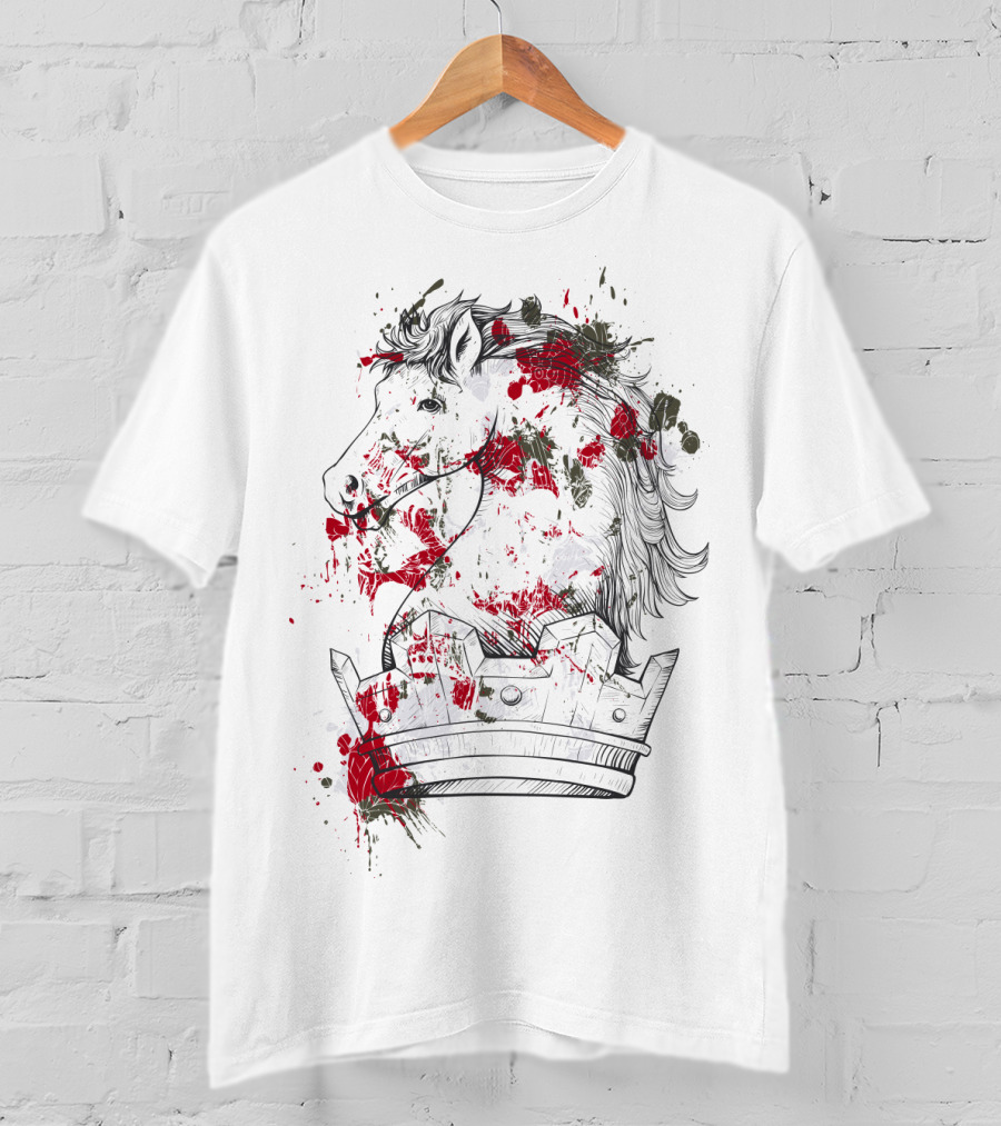 Horse Crown Art Blood Splatter T-Shirt