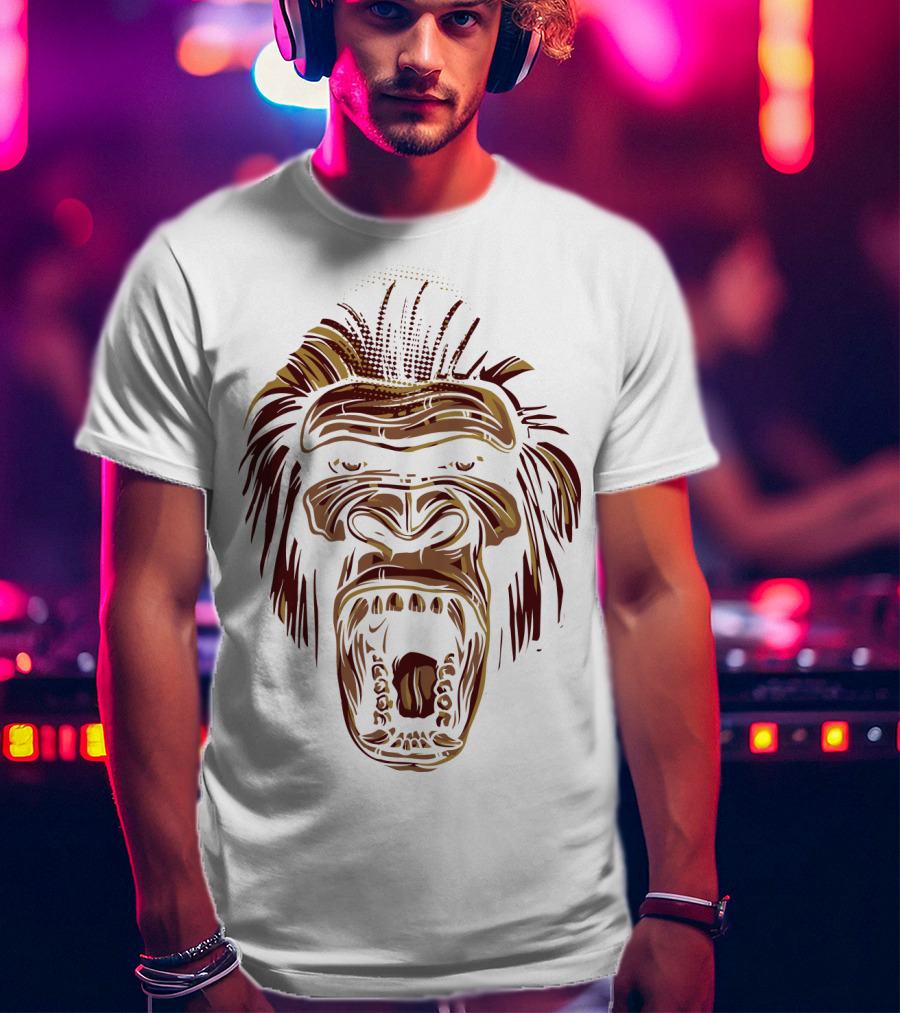 Oooppeww Roaring Gorilla Face T-Shirt