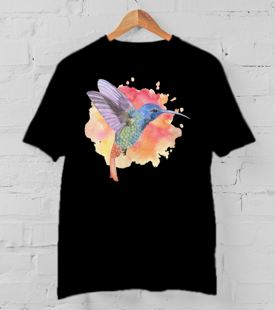 Colorful Rainbow Hummingbird Spring Bird Summer Watercolor T-Shirt