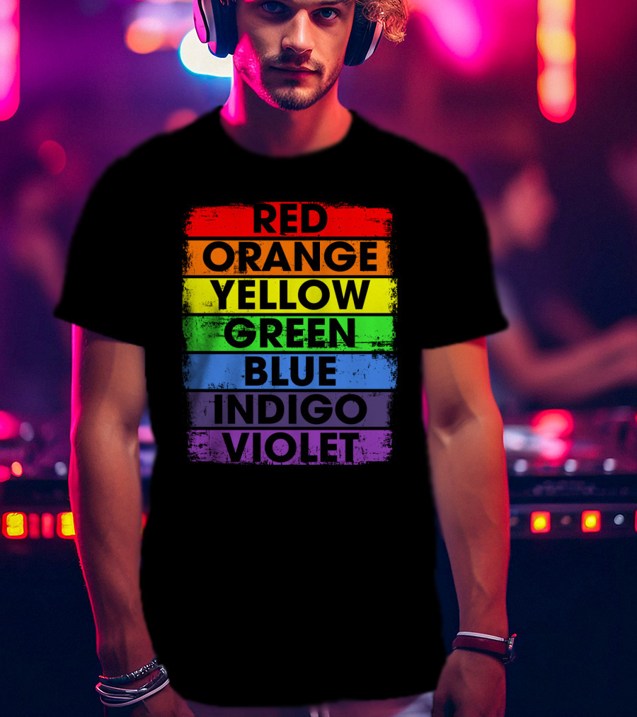 Colors Of The Rainbow Red Orange Yellow Green Blue Indigo Violet T-Shirt