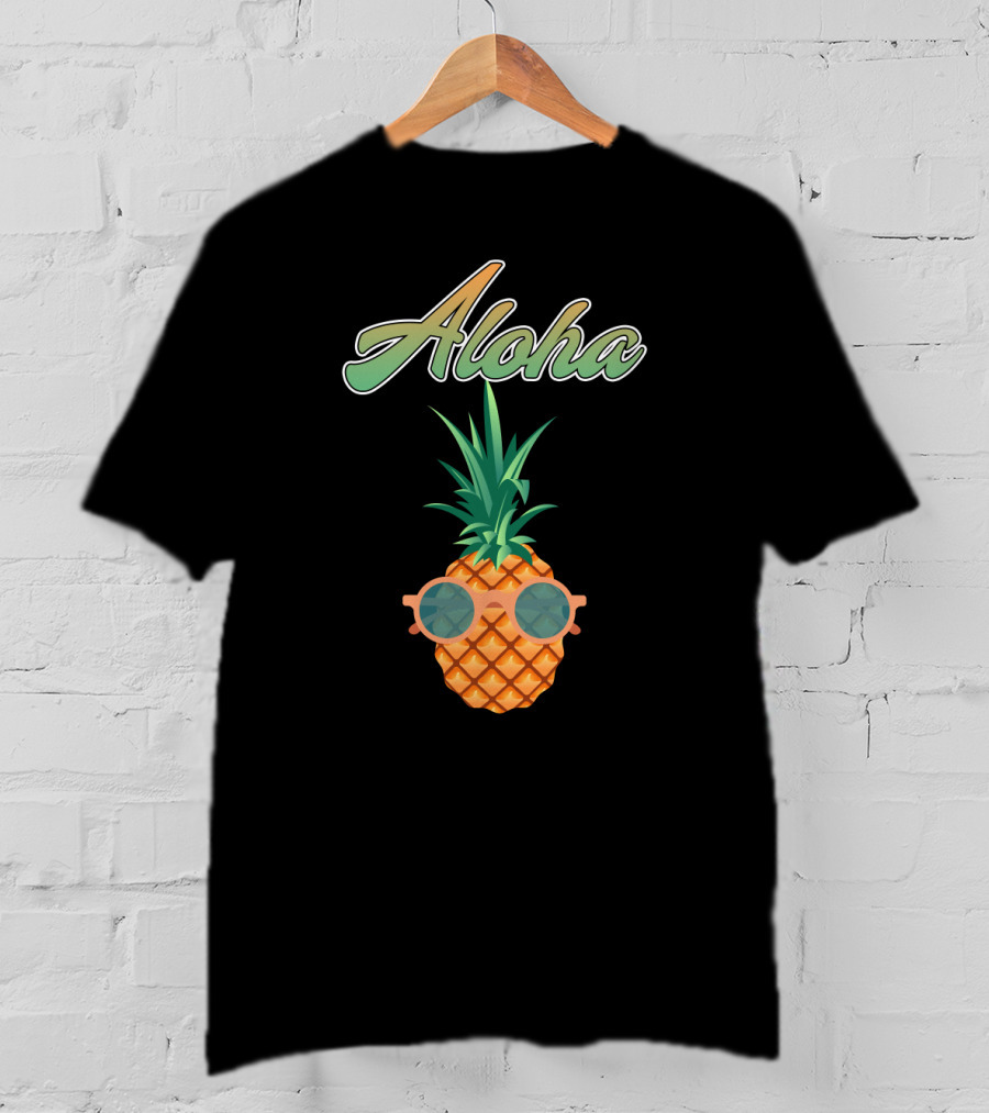 Aloha Cool Colorful Pineapple With Sunglasses T-Shirt