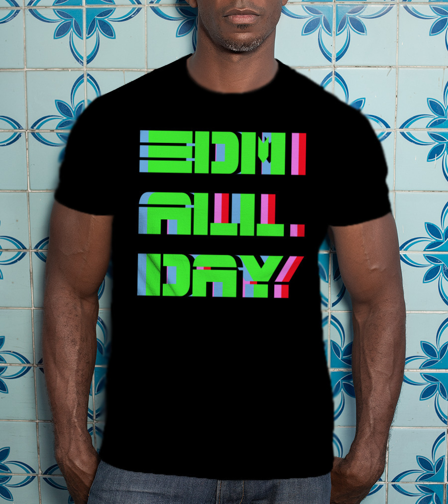 EDM All Day Neon Anaglyph Style Rave T-Shirt