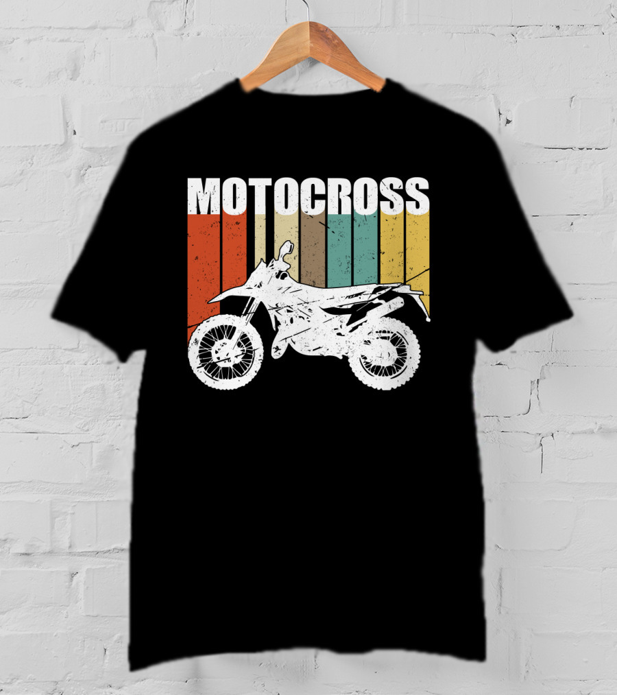 Motocross Vintage Dirt Bike Retro Stripes T-Shirt