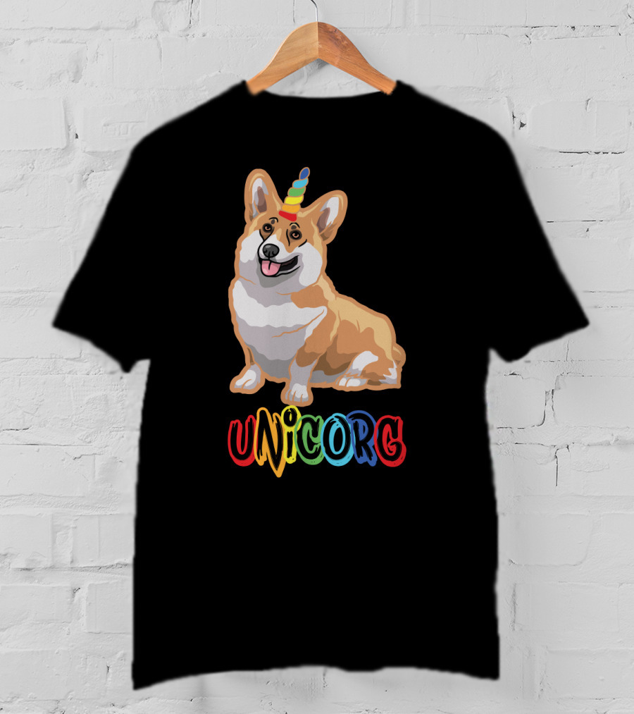 Corgi Dog Cute Unicorg Unicorn Rainbow Horn T-Shirt