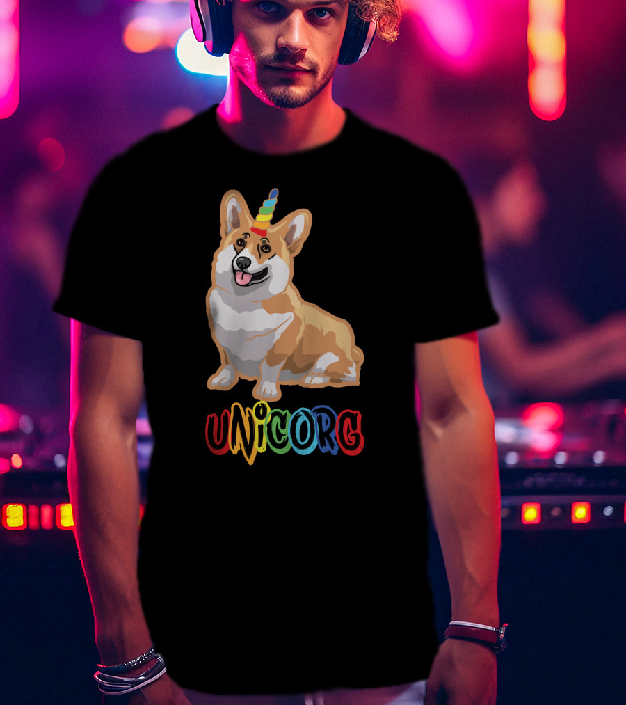 Corgi Dog Cute Unicorg Unicorn Rainbow Horn T-Shirt