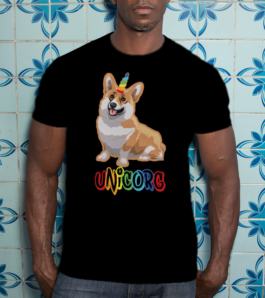 Corgi Dog Cute Unicorg Unicorn Rainbow Horn T-Shirt