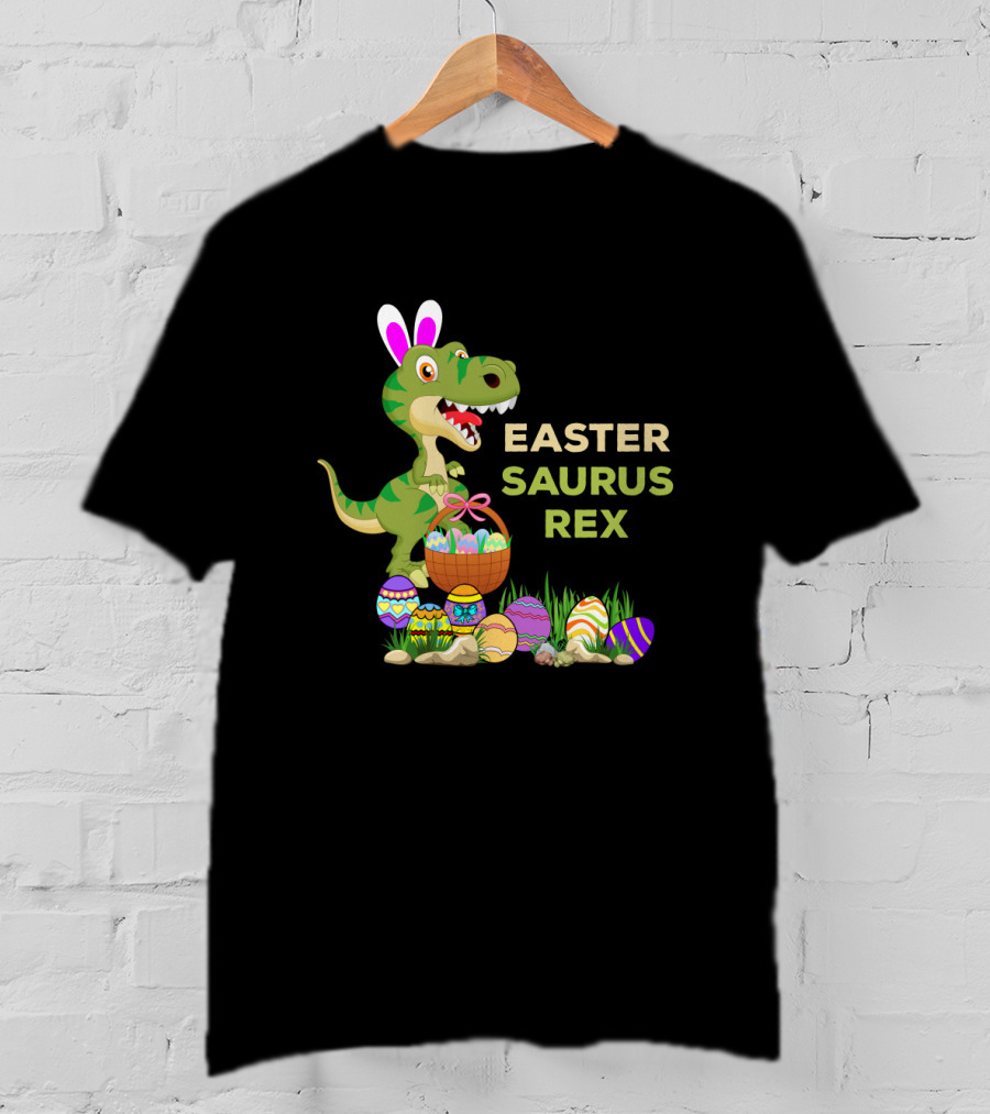 Easter Saurus Rex Dinosaur Bunny Egg Basket Easter Eggs T-Shirt