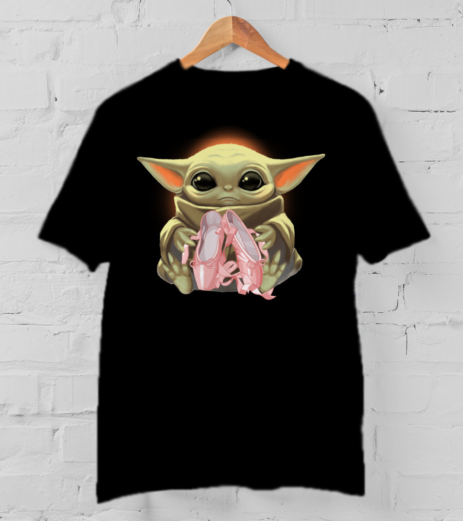 Baby Yoda Hug Pink Ballet Shoes T-Shirt