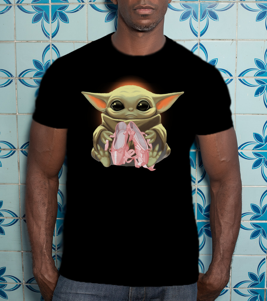 Baby Yoda Hug Pink Ballet Shoes T-Shirt