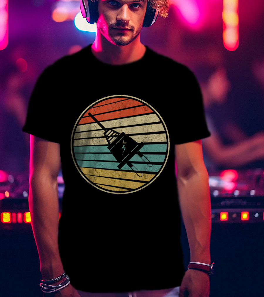 Retro Plug Power Stripes Funny Day T-Shirt