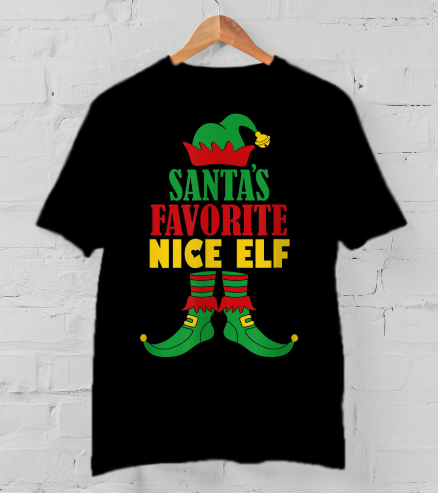 Santa's Favorite Nice Elf Christmas Matching T-Shirt