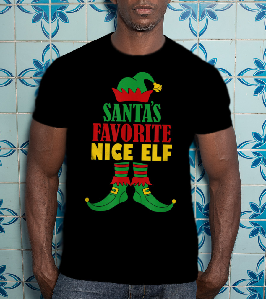 Santa's Favorite Nice Elf Christmas Matching T-Shirt