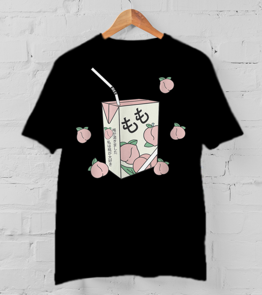 Japanese Momo Peach Juice Box Aesthetic Otaku Anime 90s T-Shirt