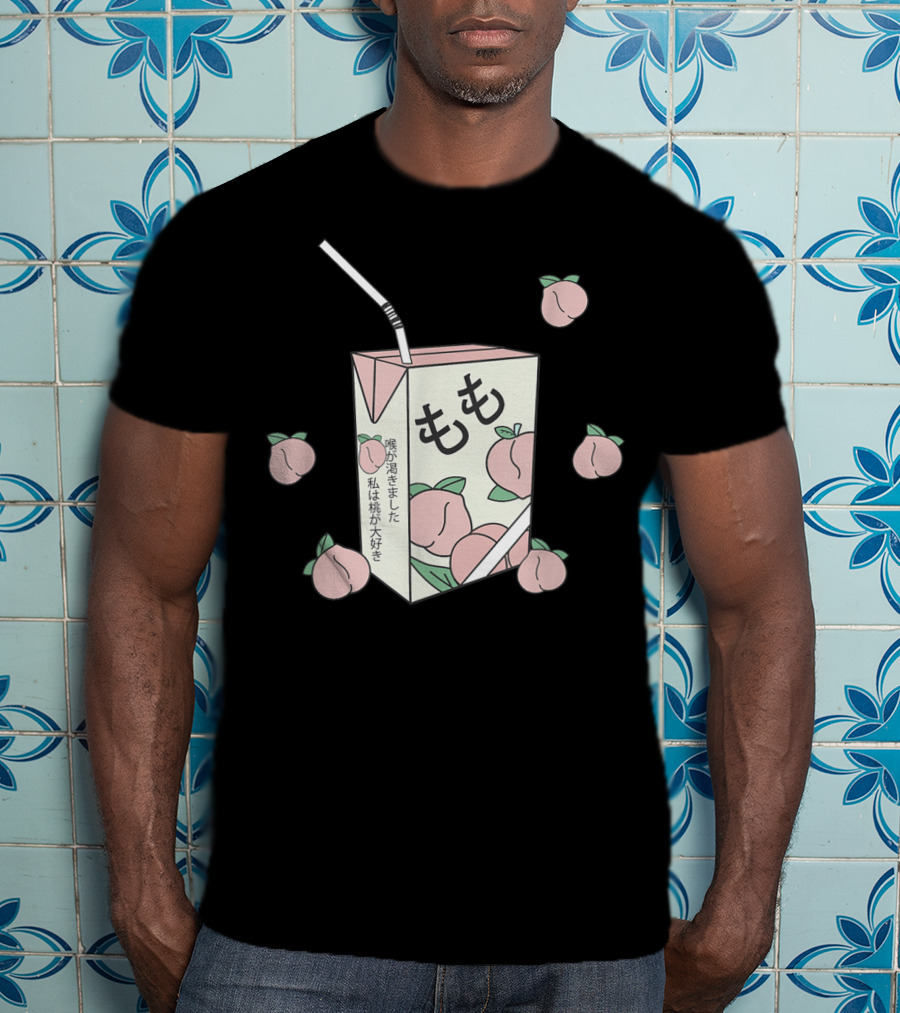Japanese Momo Peach Juice Box Aesthetic Otaku Anime 90s T-Shirt