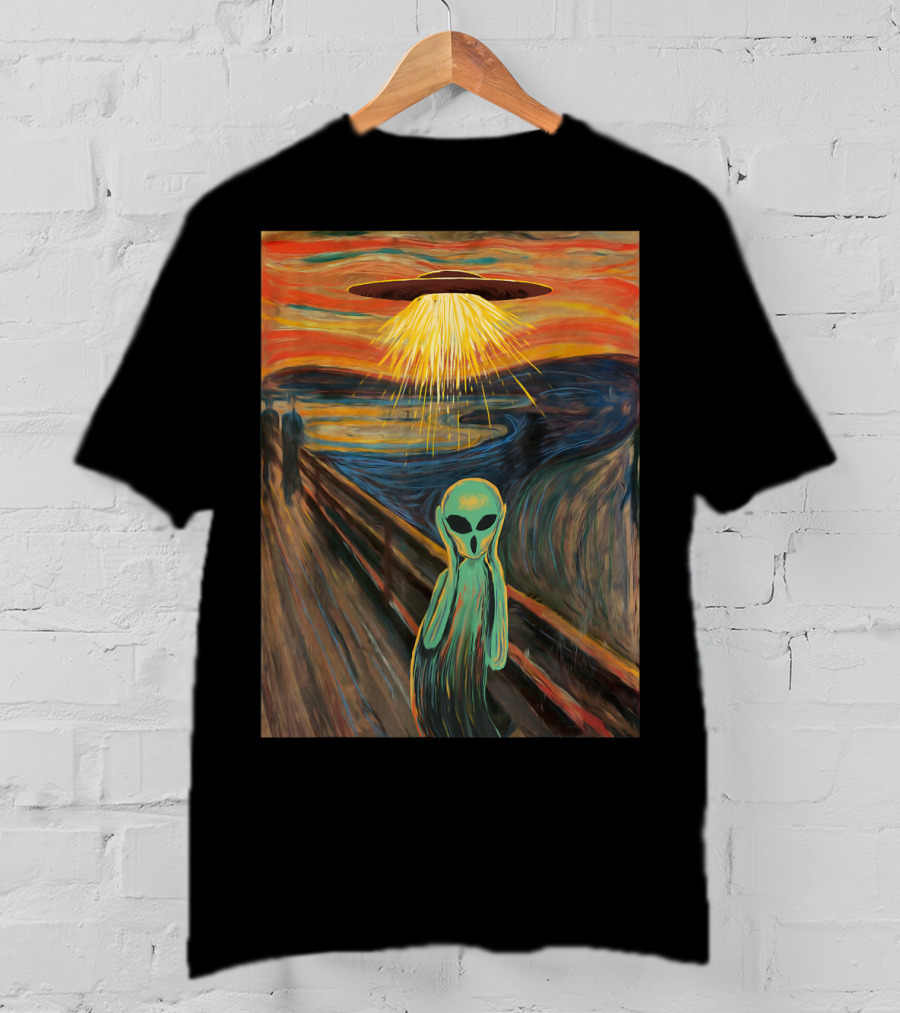 Alien Scream Munch UFO Painting T-Shirt