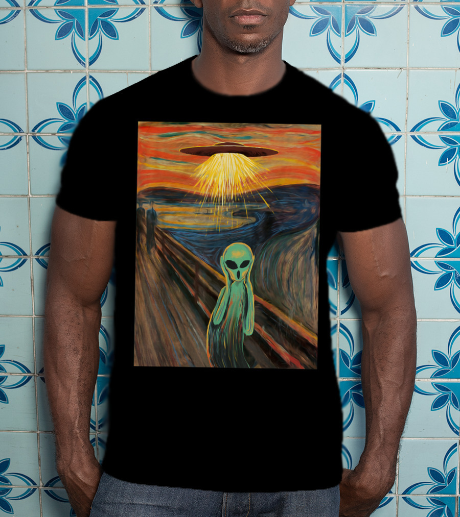 Alien Scream Munch UFO Painting T-Shirt