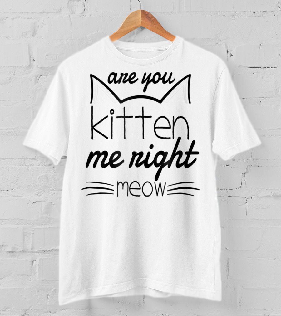 Are You Kitten Me Right Meow Cat Whiskers And Ears T-Shirt