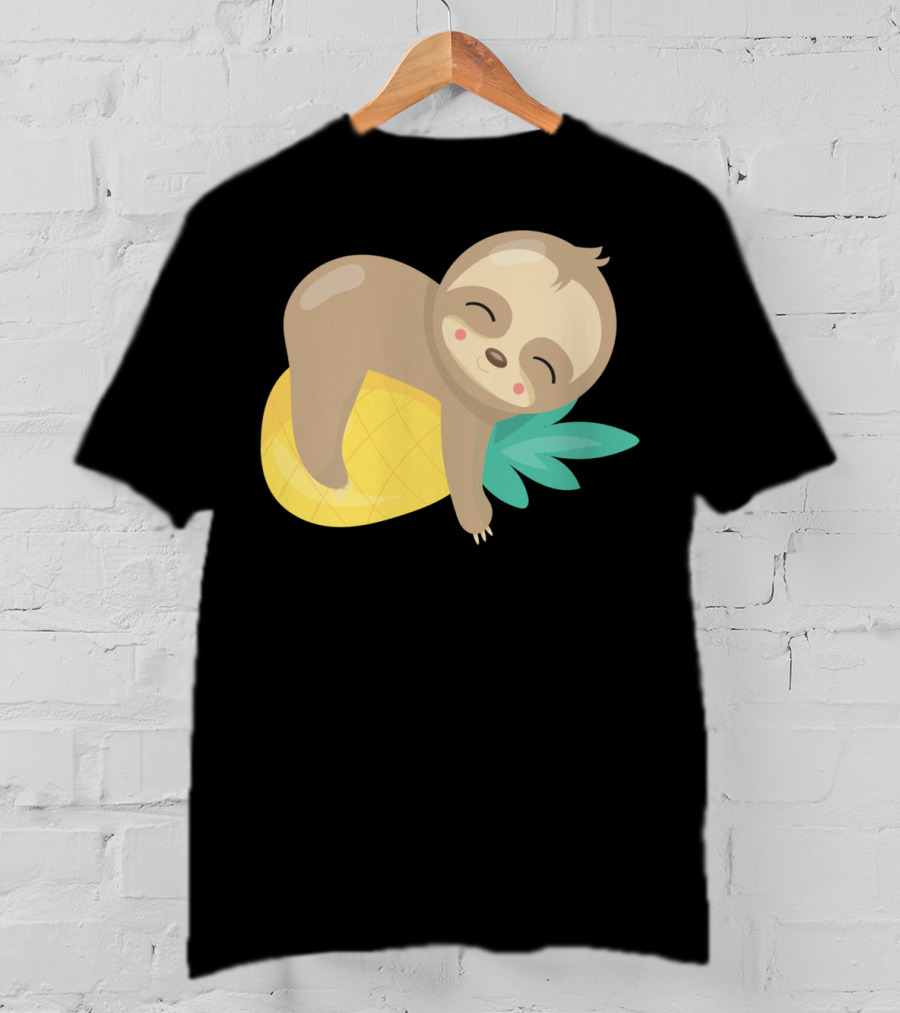 Baby Sloth Sleeping On Pineapple T-Shirt