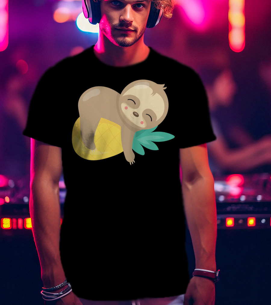 Baby Sloth Sleeping On Pineapple T-Shirt