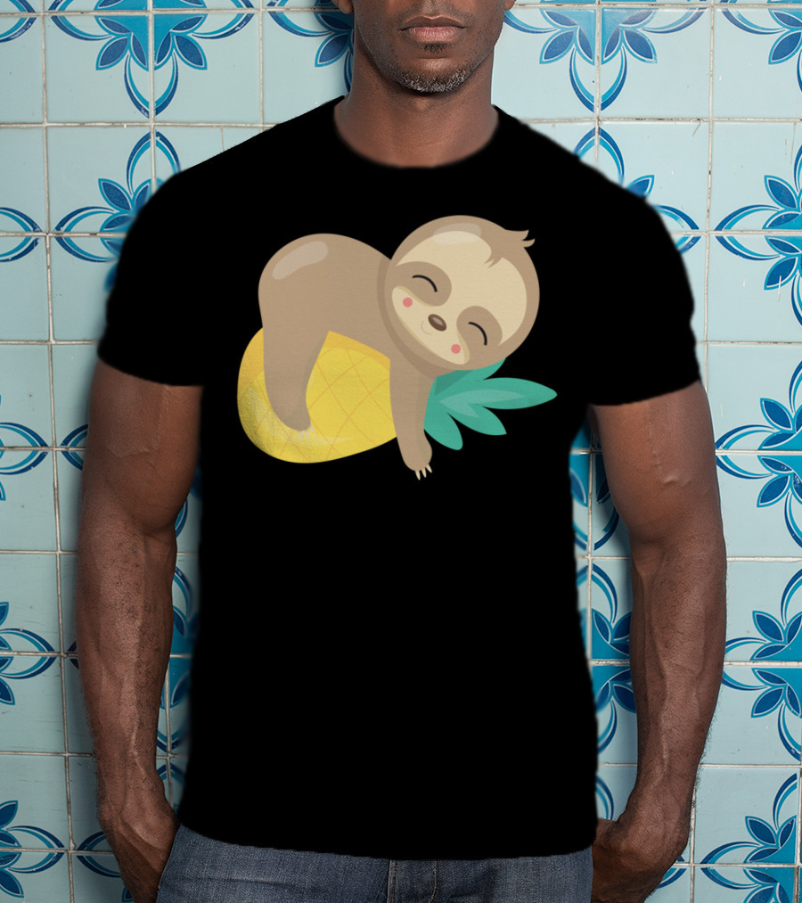 Baby Sloth Sleeping On Pineapple T-Shirt