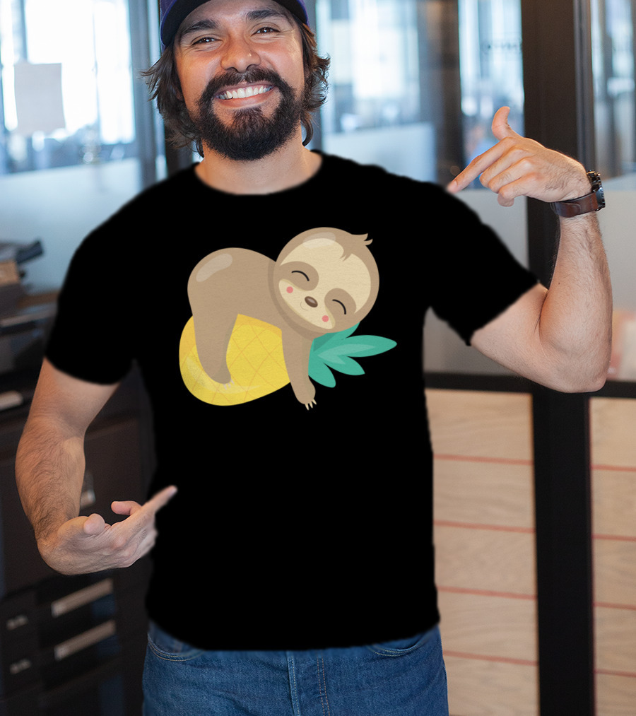 Baby Sloth Sleeping On Pineapple T-Shirt
