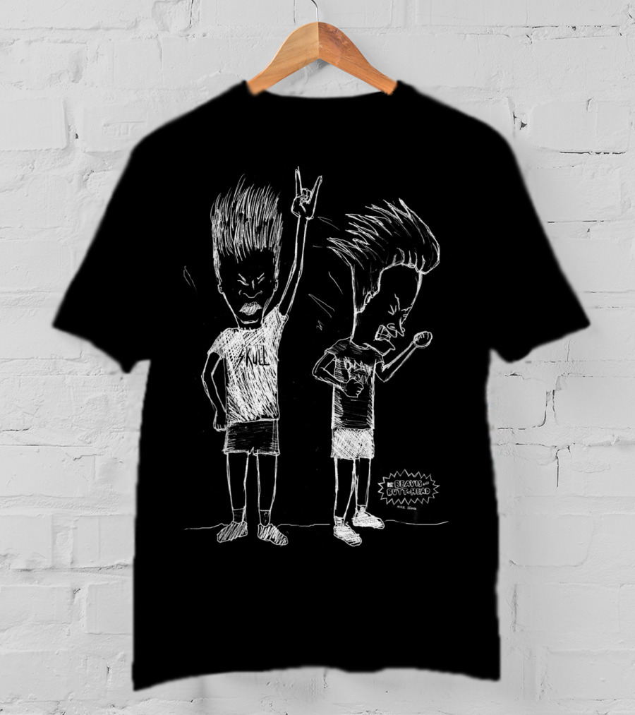 Beavis And Butthead Rock Skull Headbang Sketch T-Shirt
