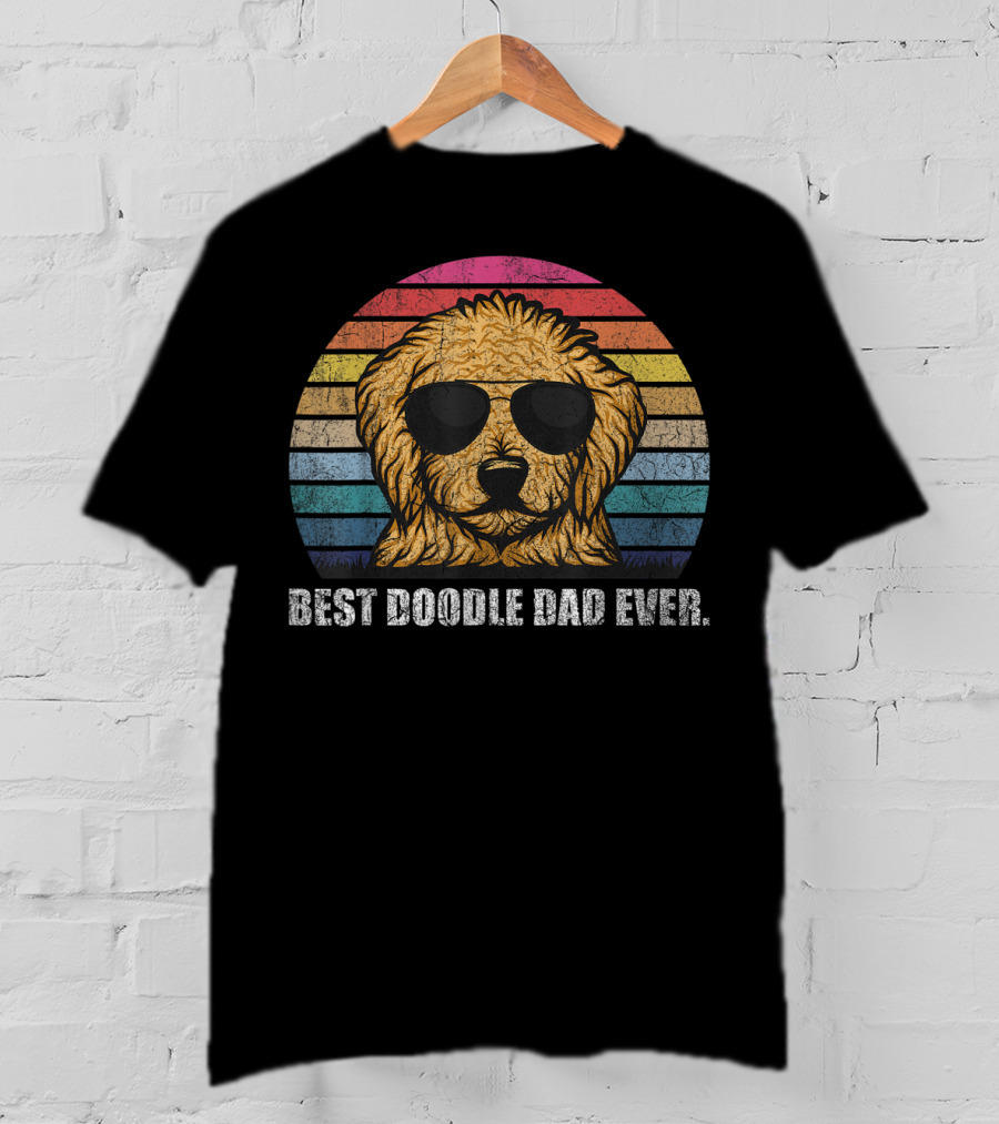 Best Doodle Dad Ever Vintage Style Retro Sunglasses Dog T-Shirt