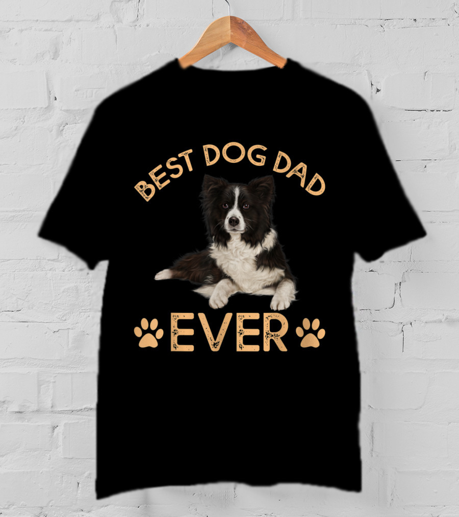 Best Border Collie Dog Dad Ever Paw Prints T-Shirt