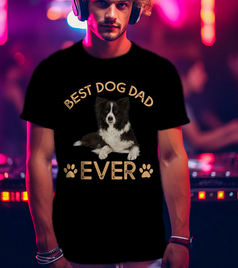 Best Border Collie Dog Dad Ever Paw Prints T-Shirt