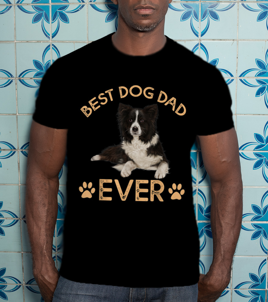 Best Border Collie Dog Dad Ever Paw Prints T-Shirt