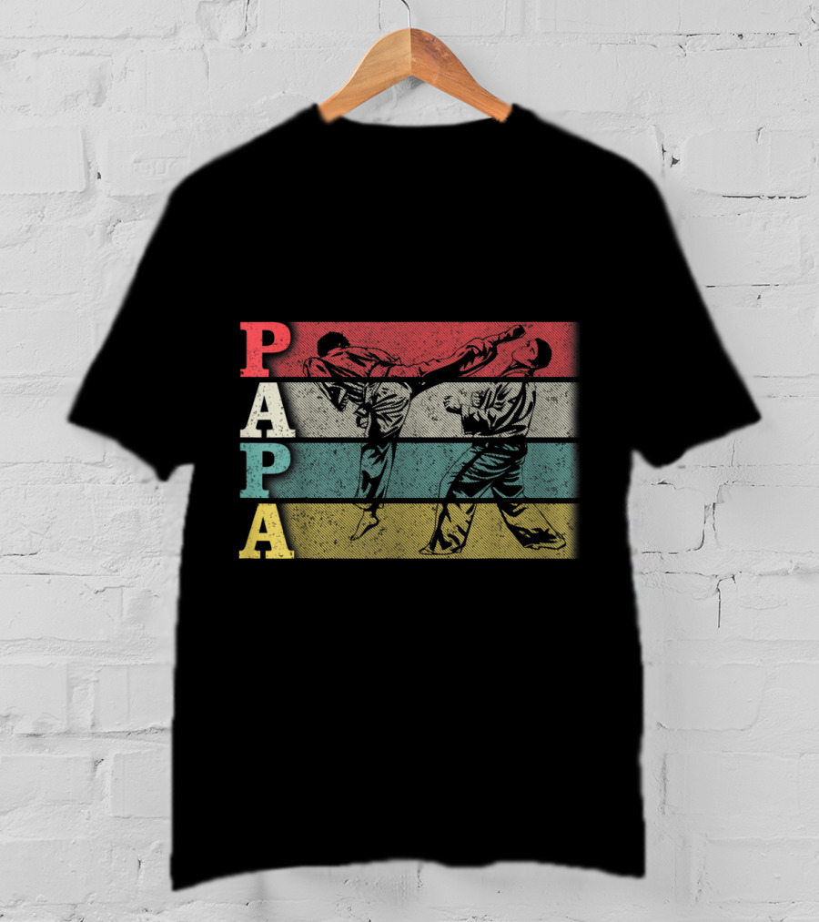 Papa Vintage Karate Dadfathers Day Funny T-Shirt