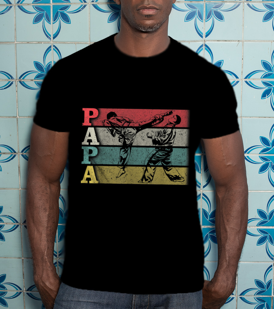 Papa Vintage Karate Dadfathers Day Funny T-Shirt