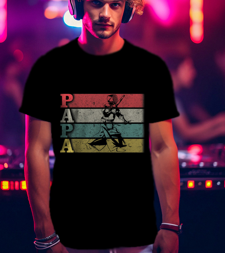 Papa Vintage Kendo Retro Dad Fathers Day T-Shirt
