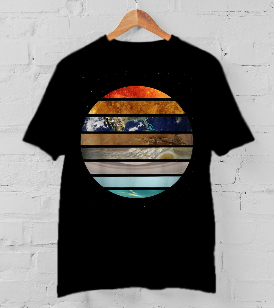 Amazing Planet Great Astronomy Solar System Stripes T-Shirt